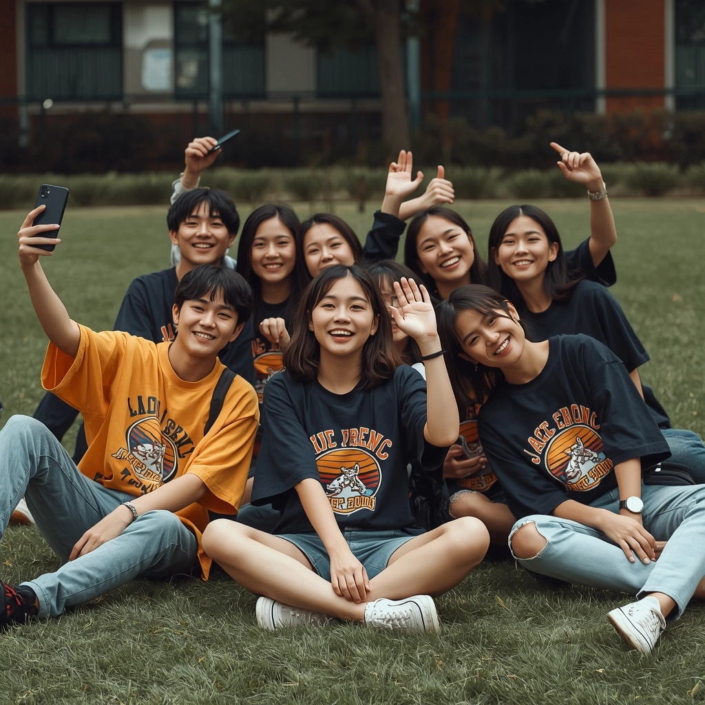 穿著質感Oversize系服的台灣大學生