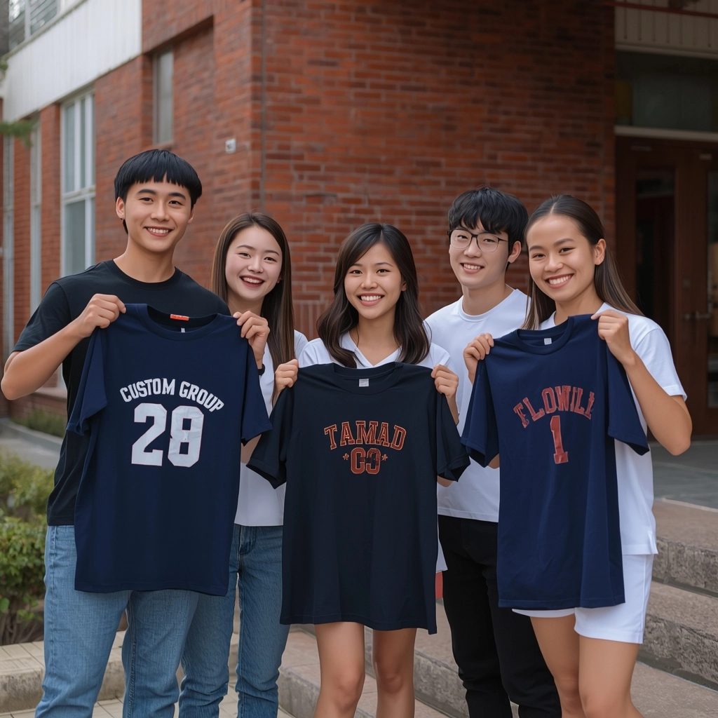 學生拿到高質感急件團體服開心比對