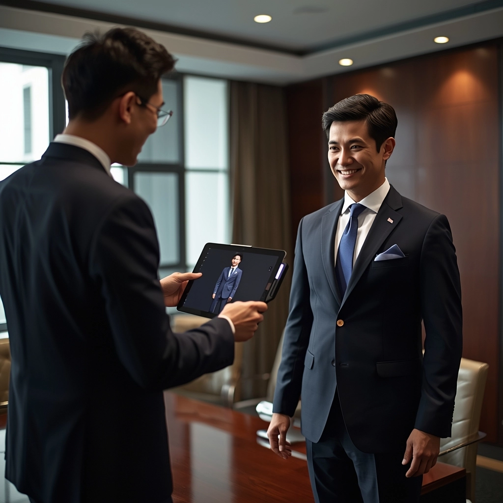 源洋制服在台中提供結合 AI 科技的高階量身服務