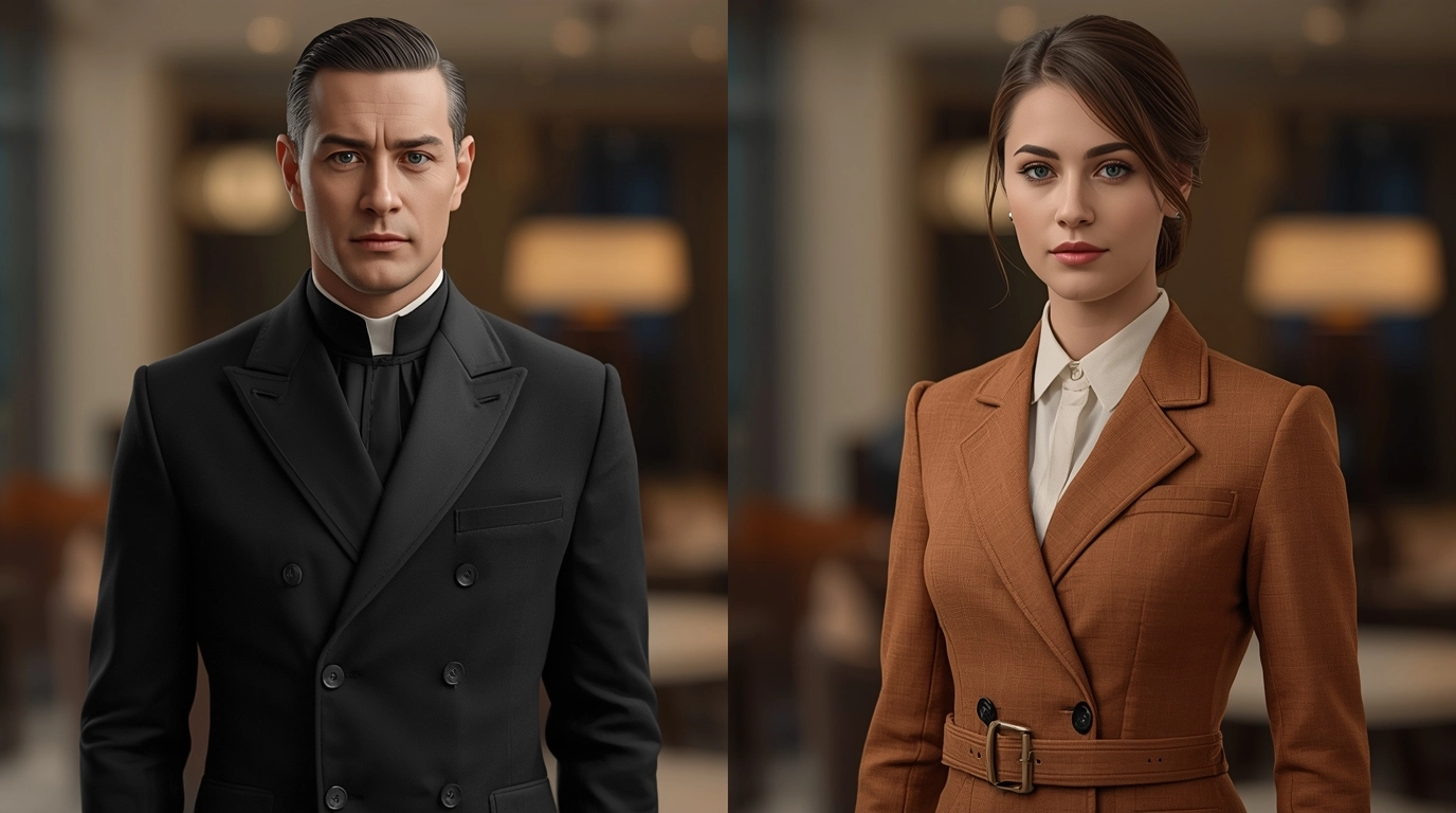 傳統嚴肅飯店制服與現代親切制服對比