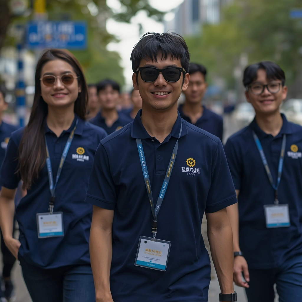 穿著透氣合身企業制服的台灣年輕上班族