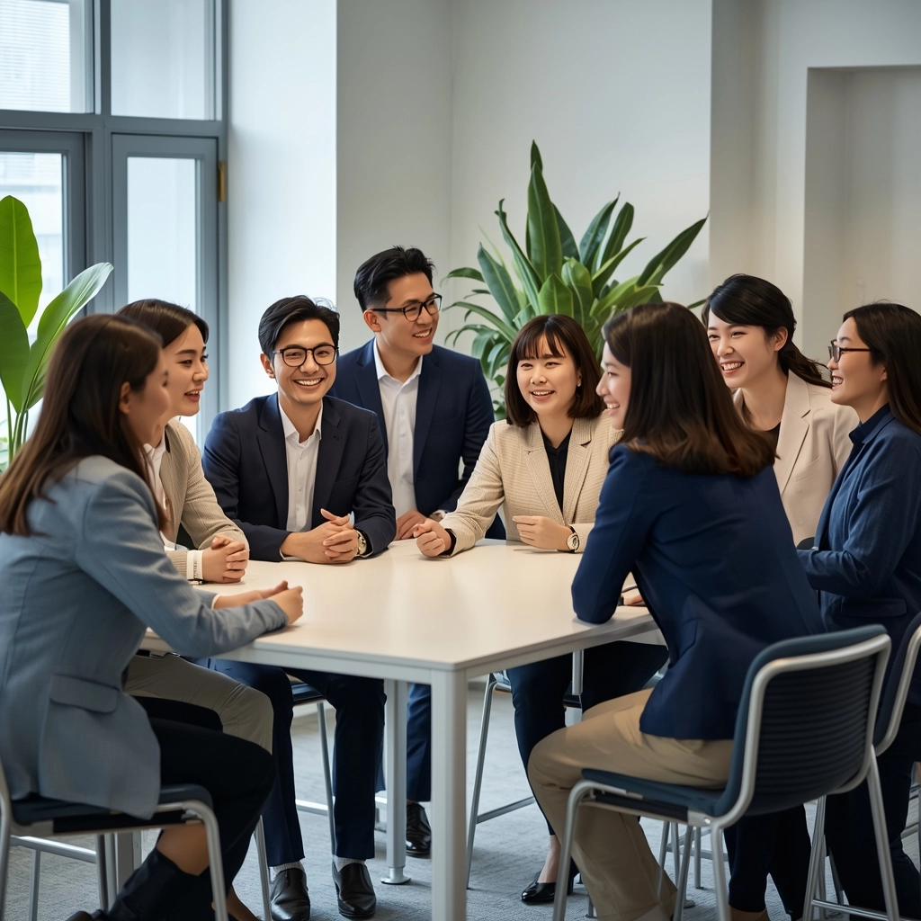 企業團隊穿著高質感專屬工作服，展現跨部門向心力與企業凝聚力