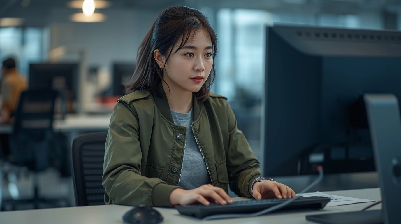 工程師穿著飛行外套工作