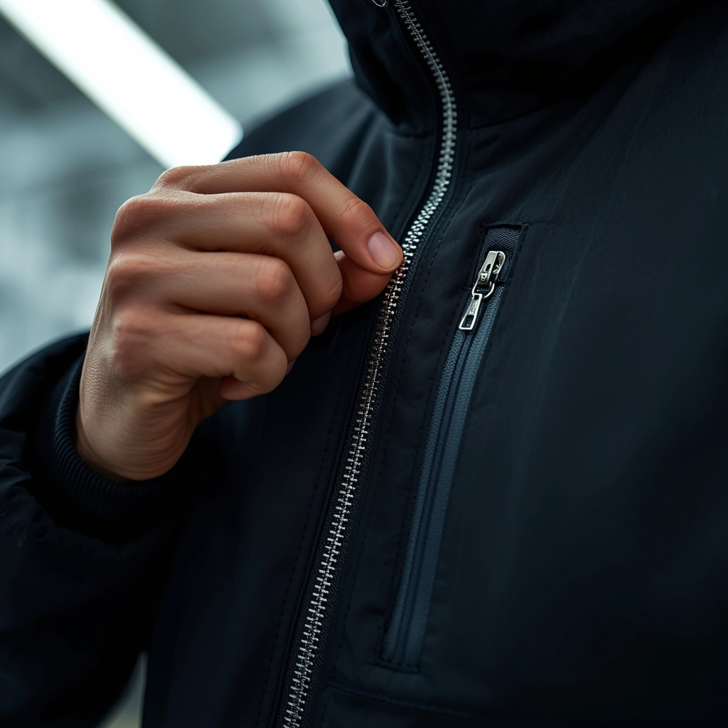 資深制服廠長測試五金拉鍊順滑力，確保企業制服最高品管