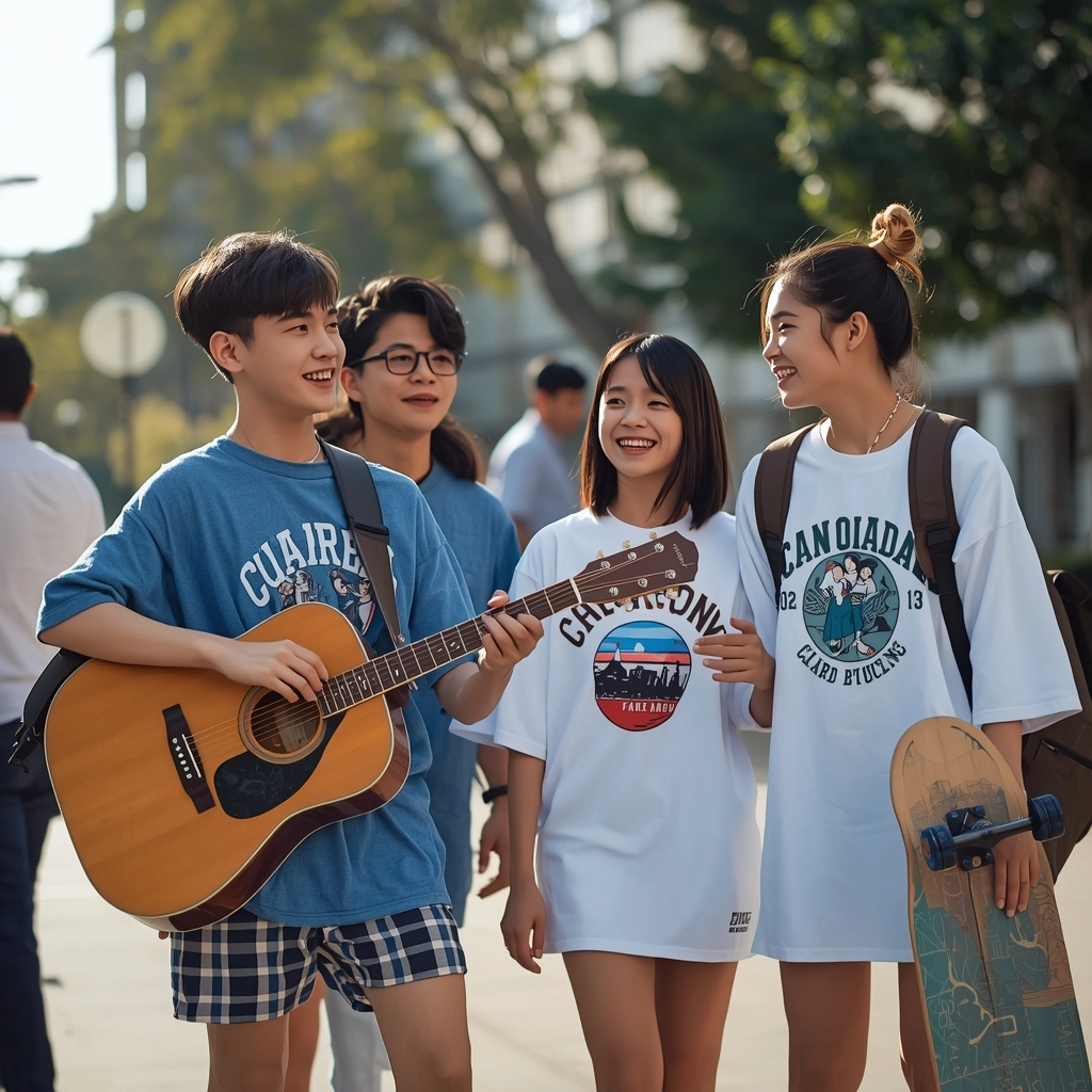 穿著質感Oversize社團服的台灣大學生