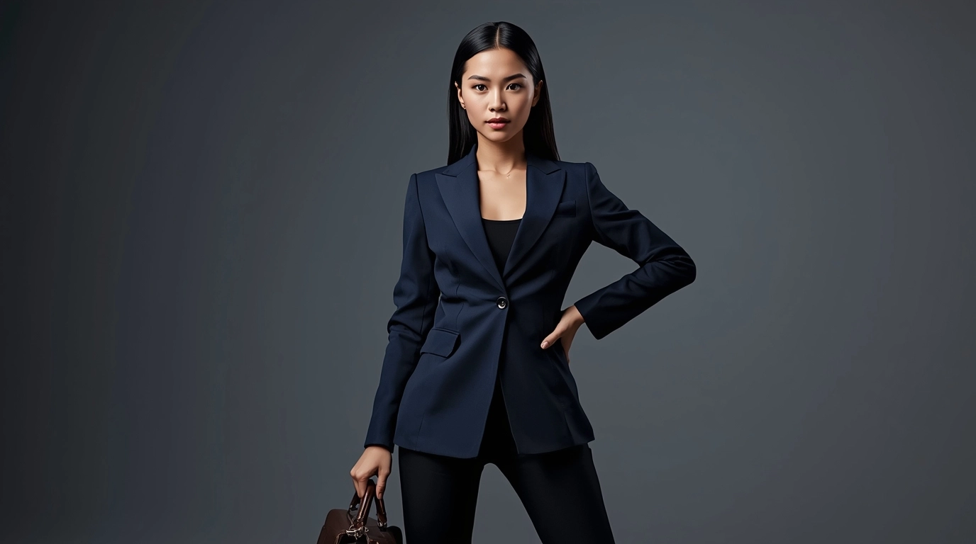 企業女員工套裝透過精準腰線與立體剪裁提升比例,展現優雅與工作專業度