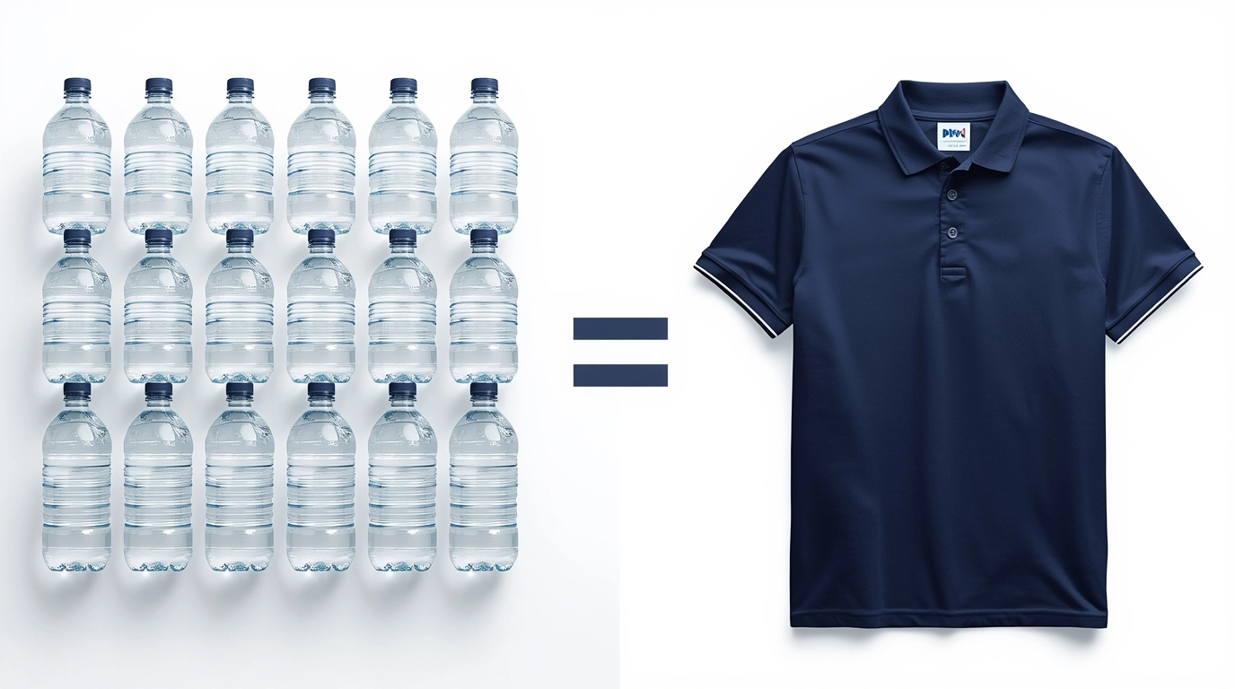 15支寶特瓶等於一件環保制服的概念圖