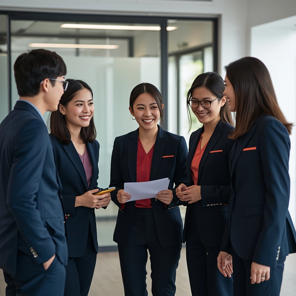 穿著高質感客製化企業制服的台灣年輕團隊