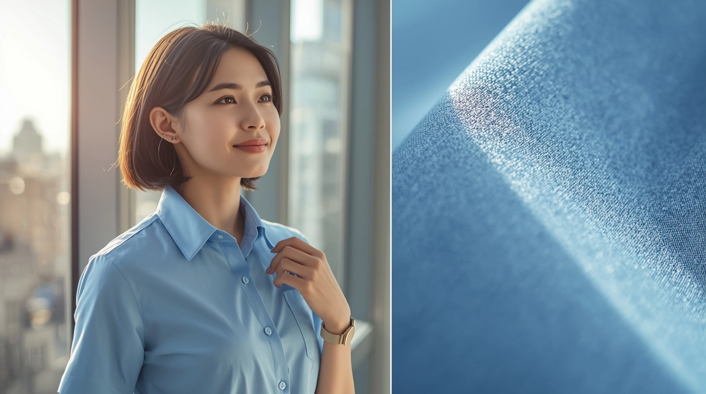 上班族女性感受制服的透氣舒適