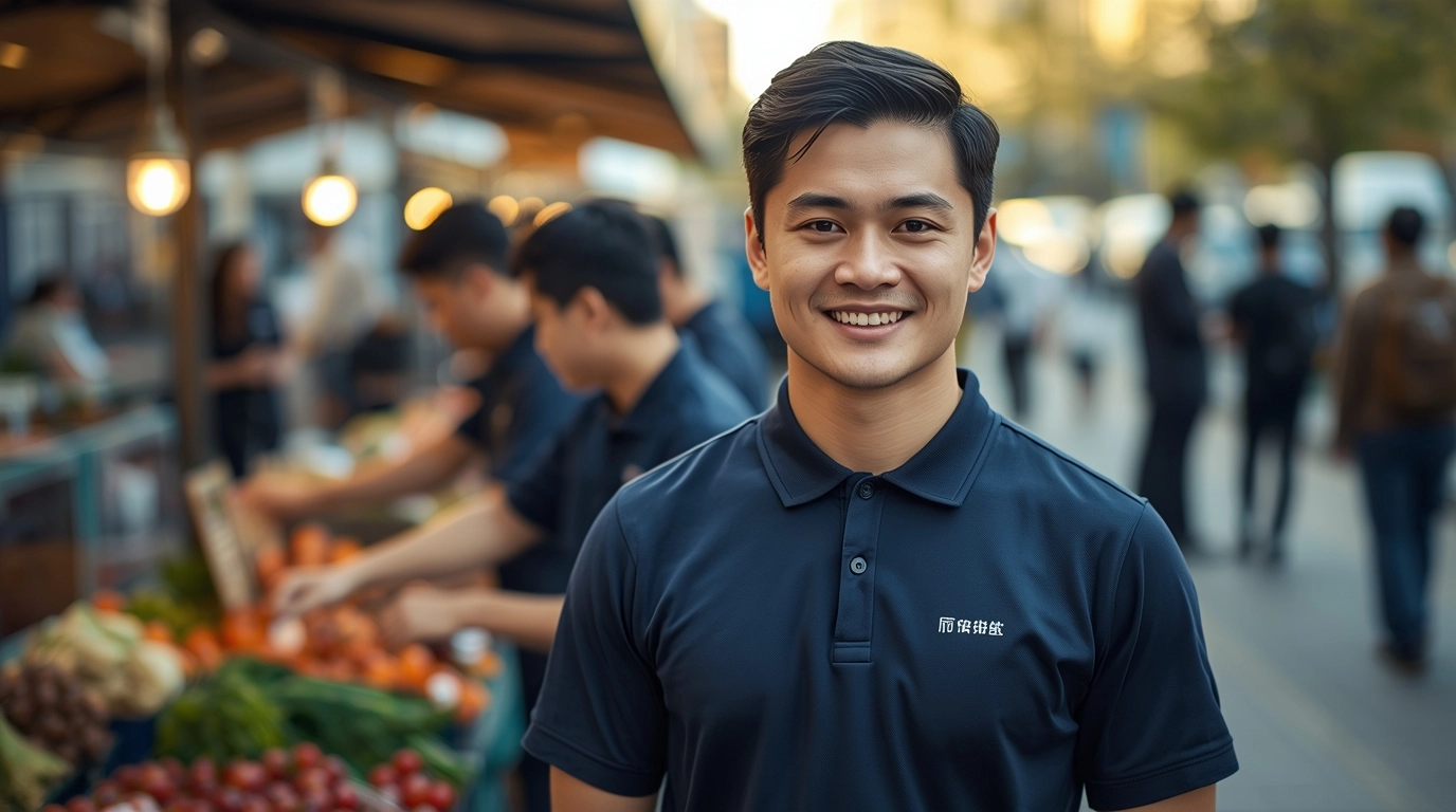 穿著舒適制服的台灣上班族自信微笑