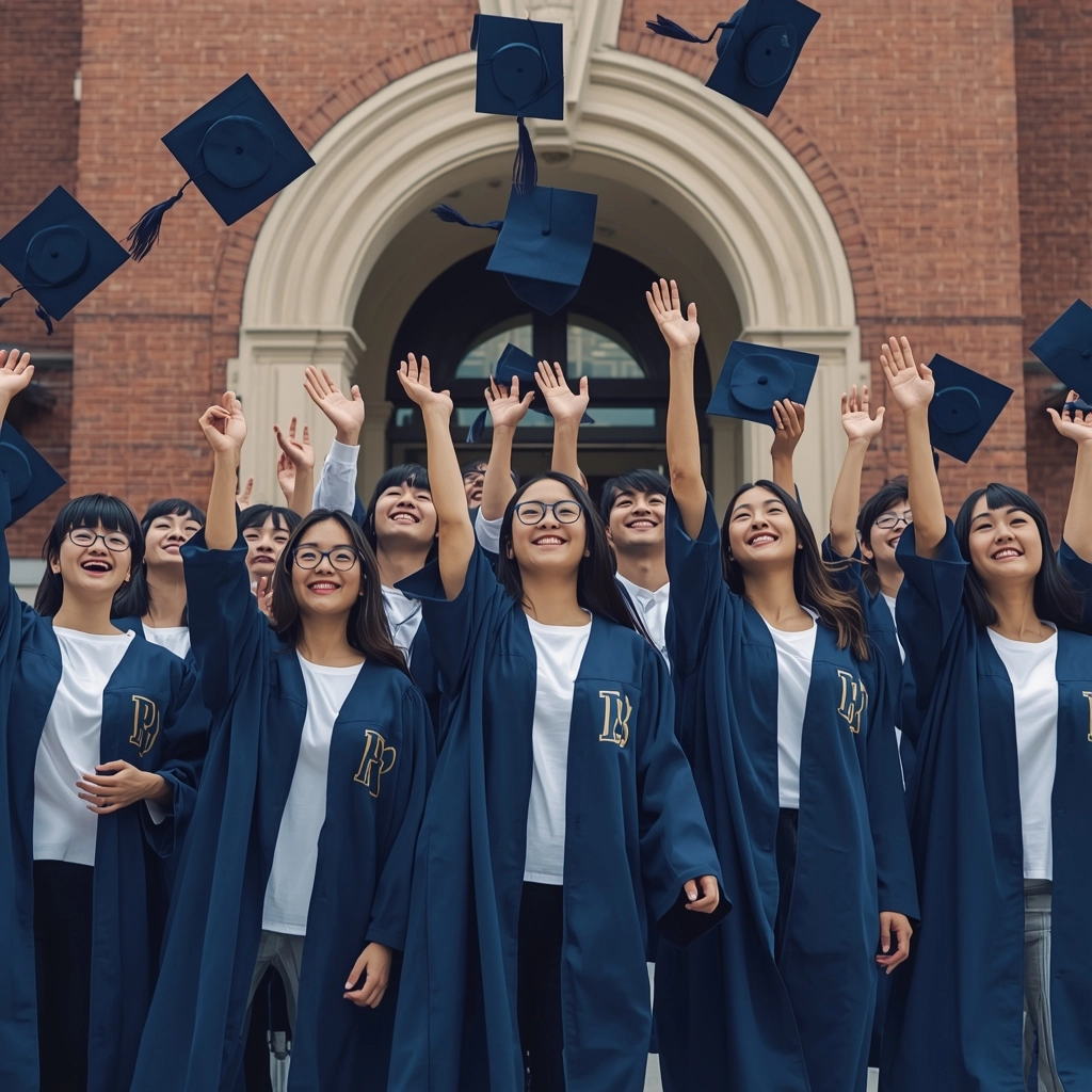 穿著質感畢業紀念服的台灣大學生