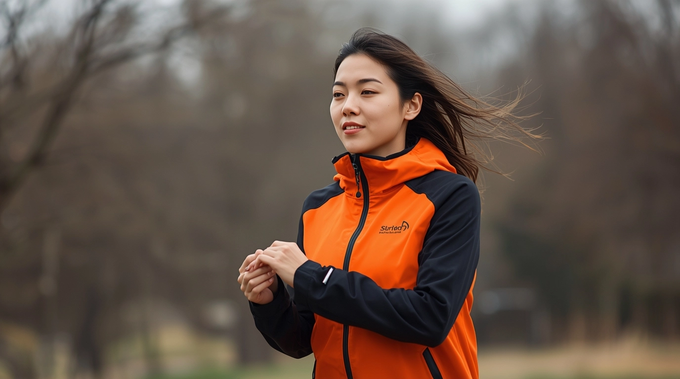 穿著透氣機能外套進行戶外巡視的女性工程師