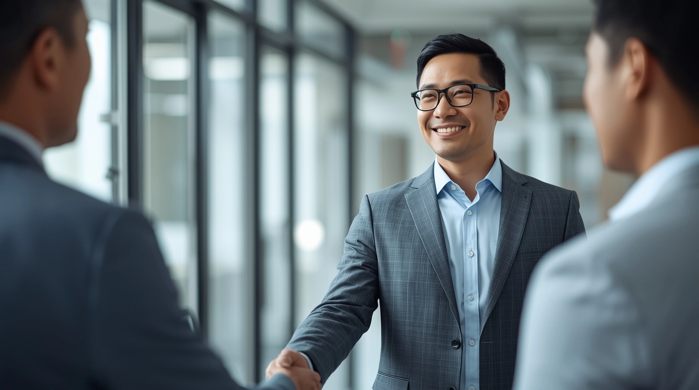 業務員自信拜訪客戶展現清新形象