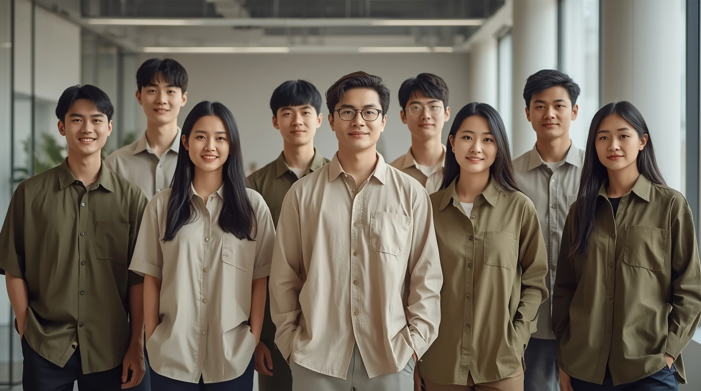 穿著無性別寬鬆剪裁制服的台灣團隊