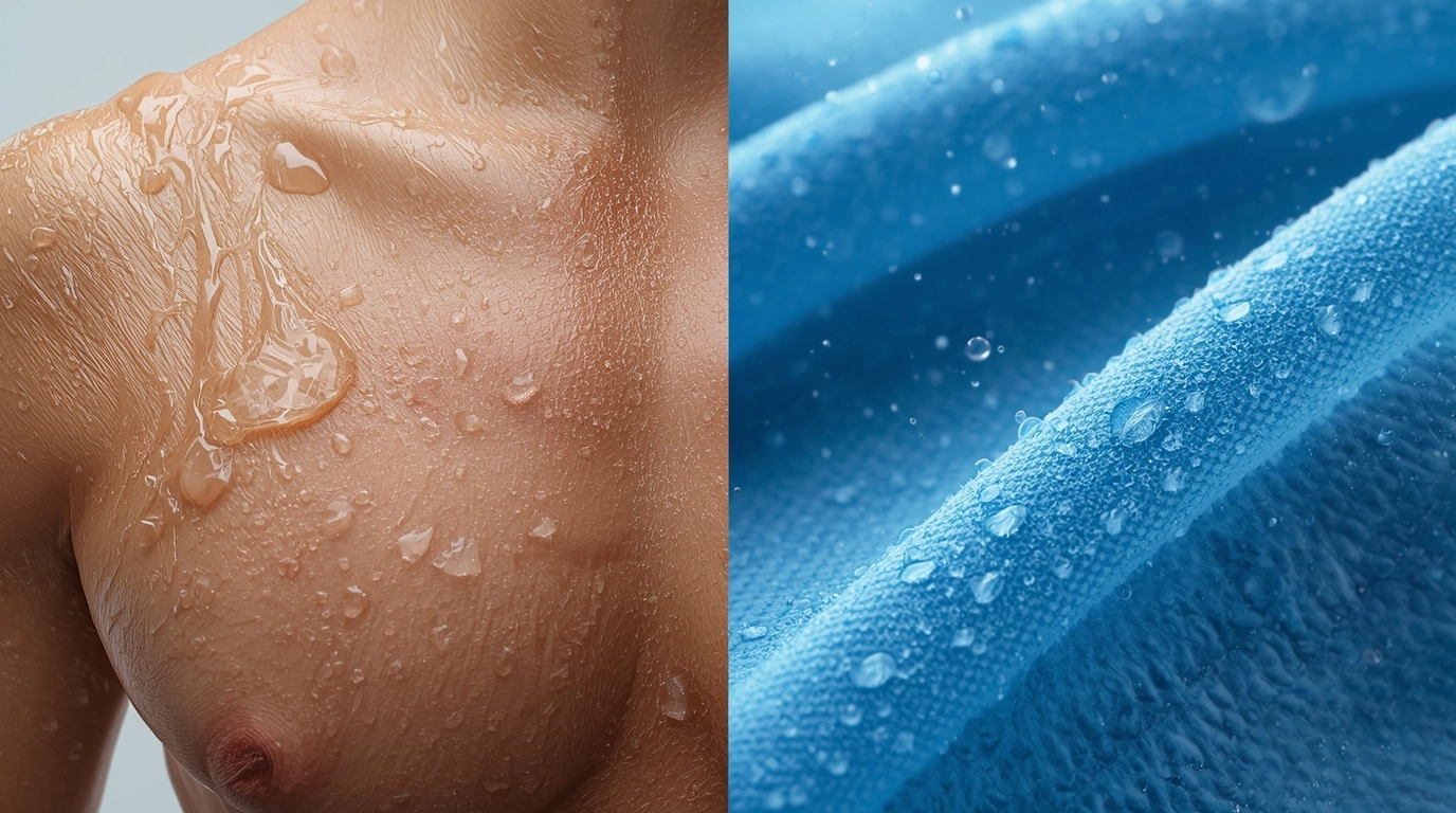 仿棉感導濕紗吸濕排汗原理對比圖