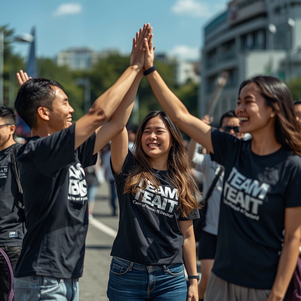 穿著高質感透氣活動團體服的台灣年輕團隊