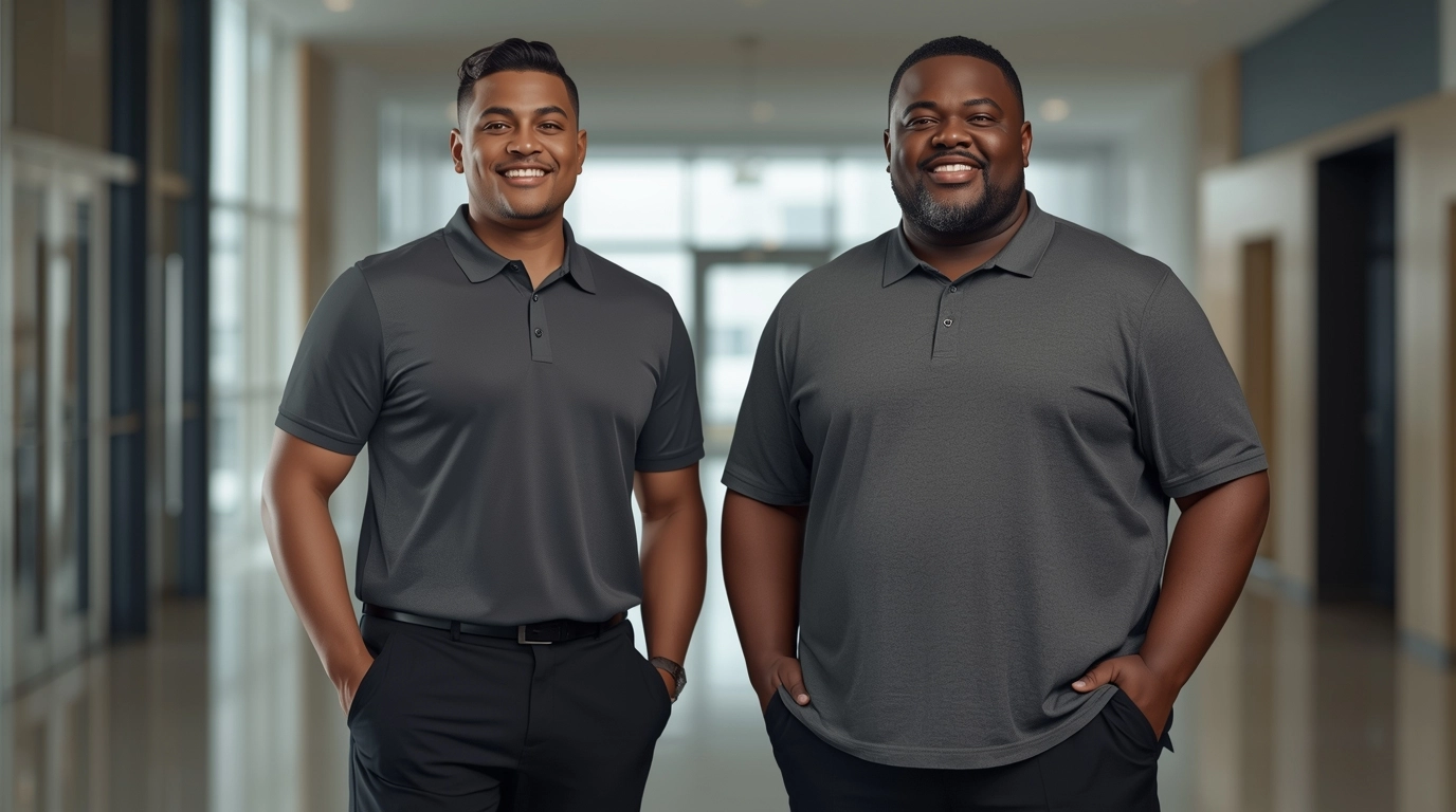 不同體型員工穿著微寬鬆剪裁制服