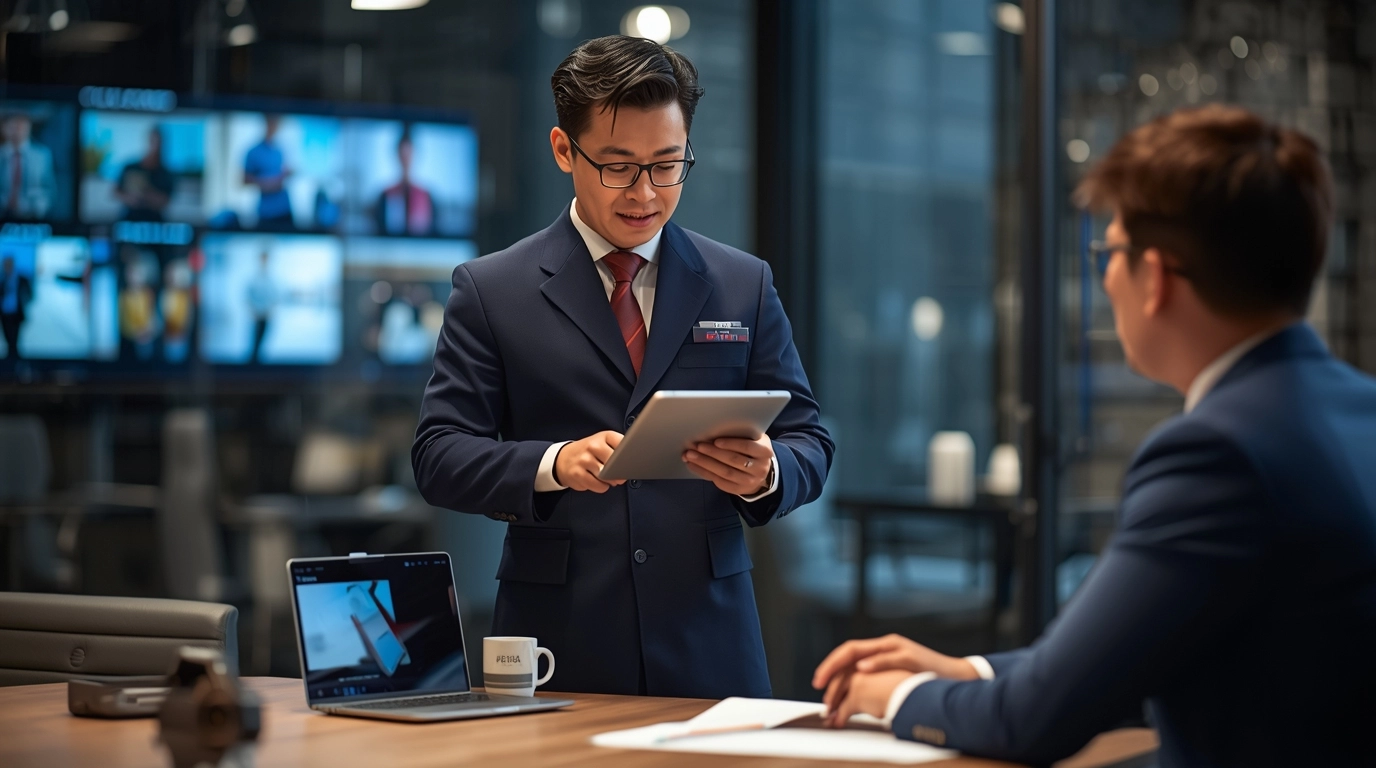 專業制服顧問與客戶進行需求訪談