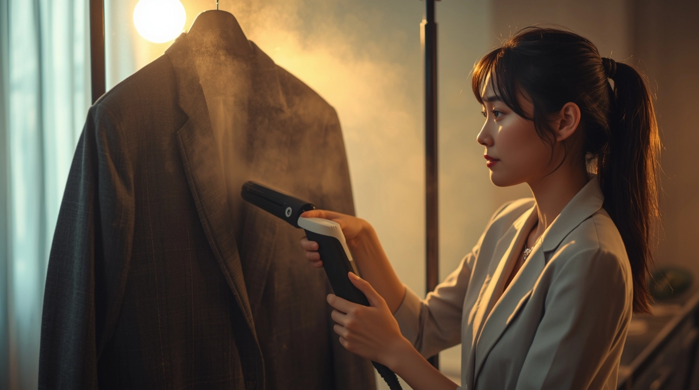 使用掛燙機熨燙制服