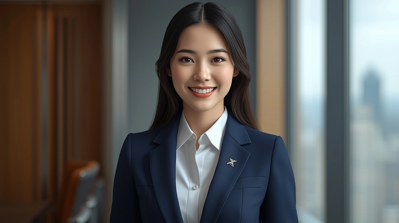 女裝團體制服設計示範，透過品牌色與專業剪裁展現企業識別形象，提升品牌辨識度。