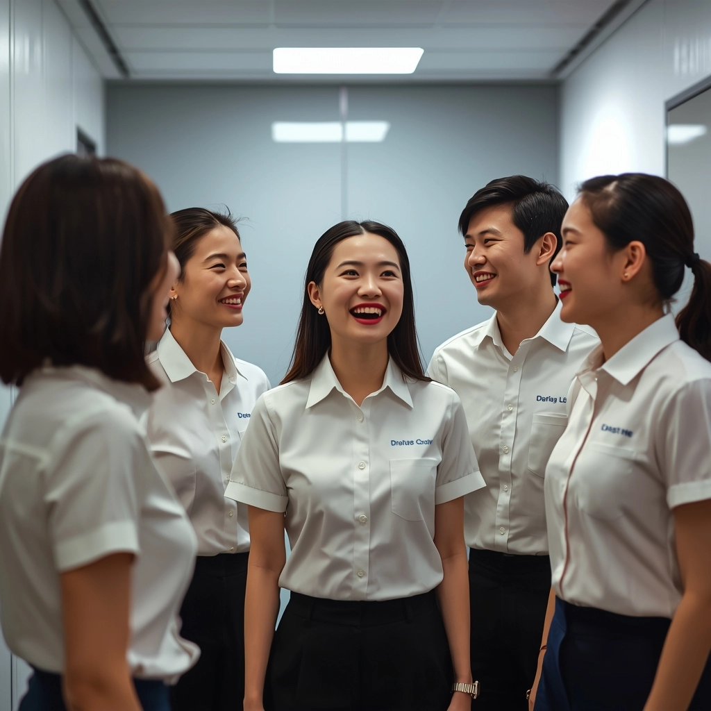 穿著高質感企業團體服的台灣年輕上班族