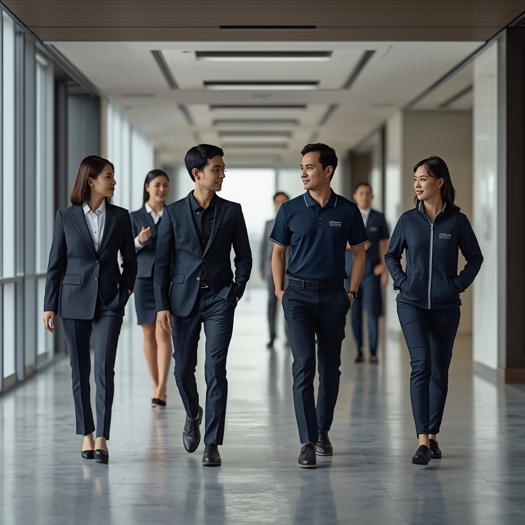 台灣企業團隊穿著專屬客製化制服，展現高度品牌凝聚力與專業形象