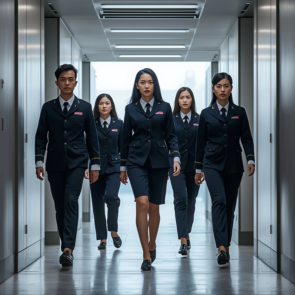 穿著統一深藍色制服的專業團隊