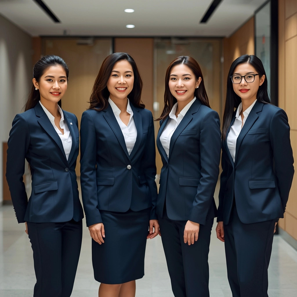 不同體型穿著同款制服的專業感