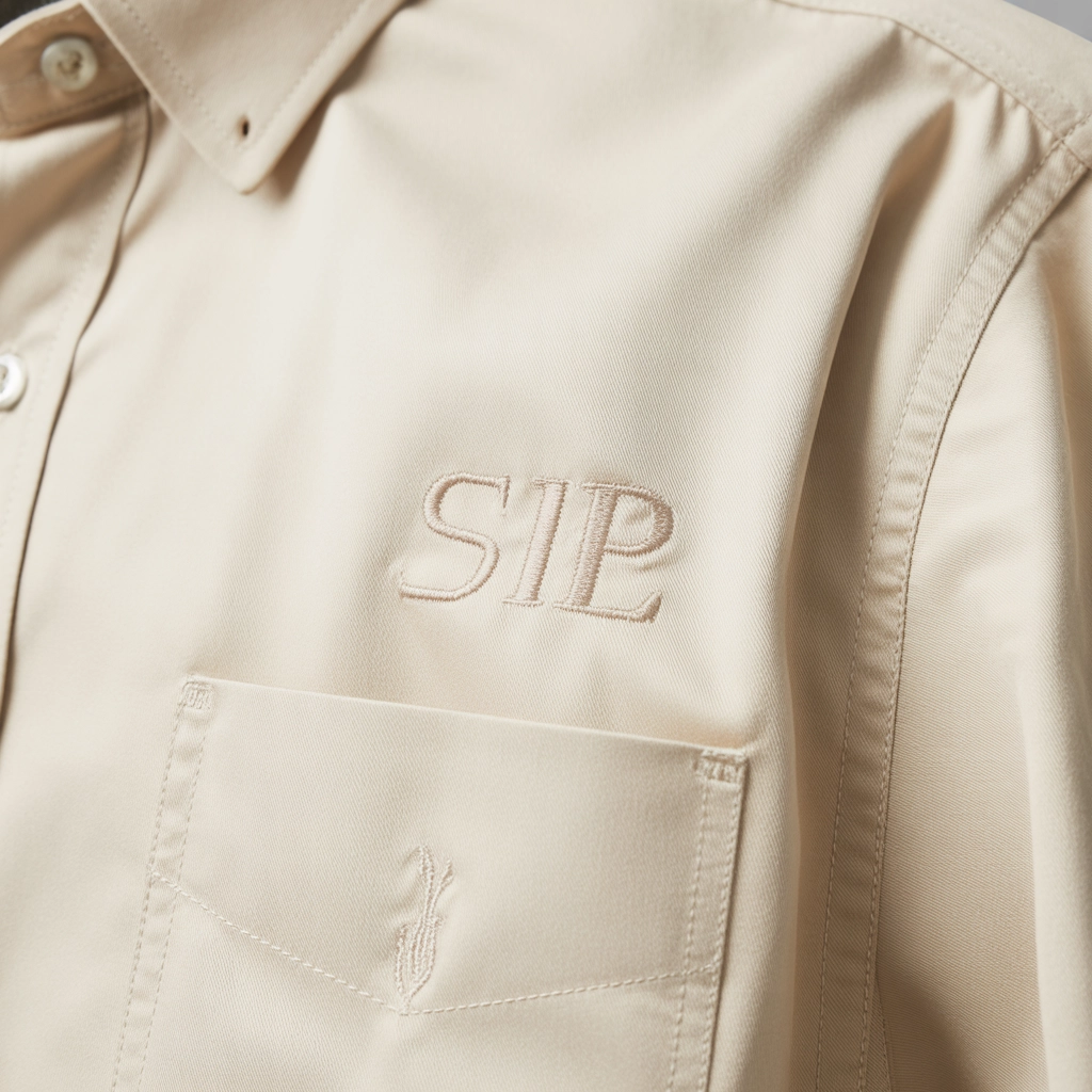 莫蘭迪配色制服上的刺繡 LOGO