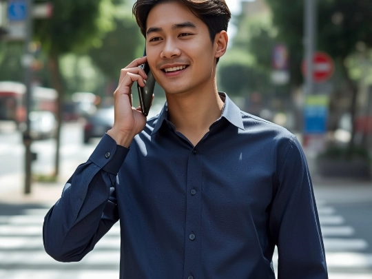 穿著棉感排汗紗客製衣服的台灣男業務