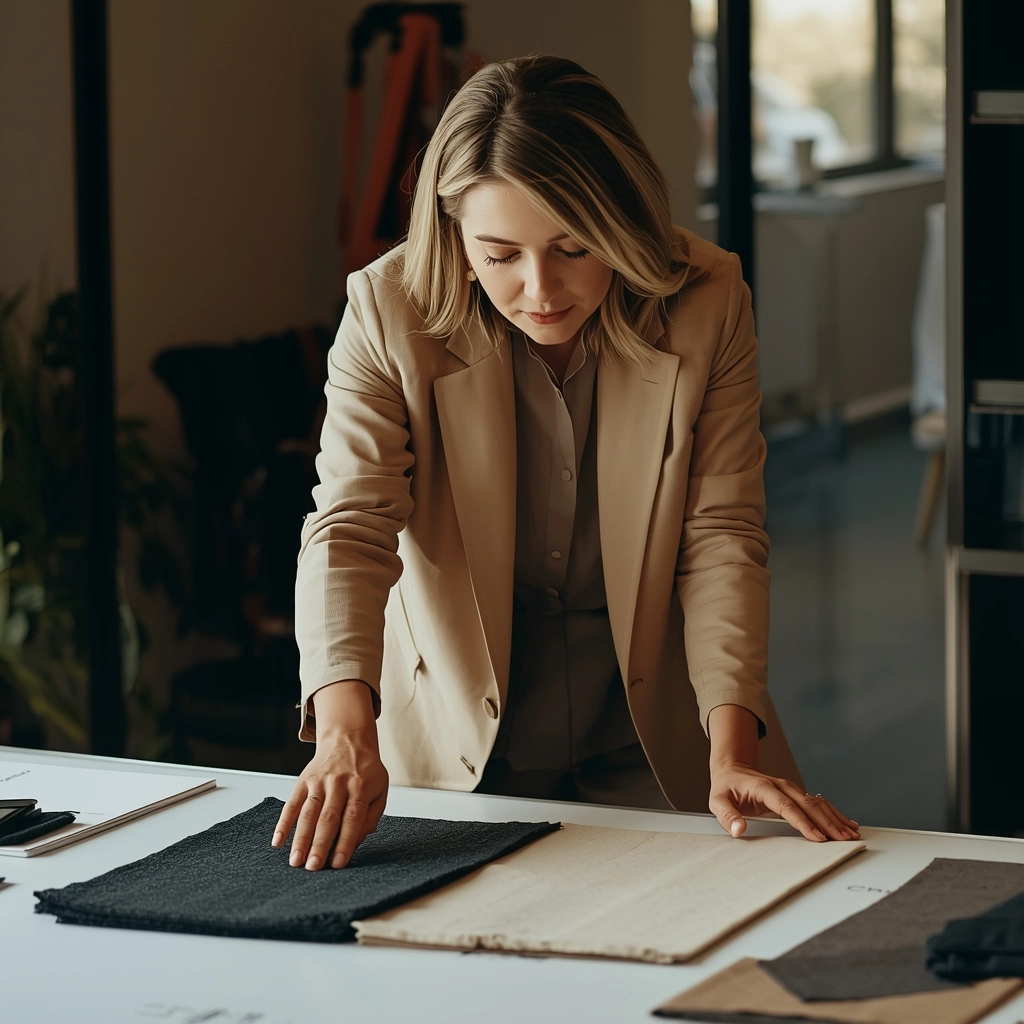 採購人員比較純棉與機能布料