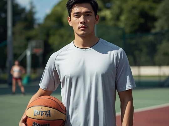 穿著十字斷面排汗紗運動服的台灣年輕人