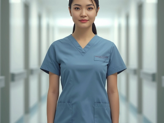 穿著乾淨抗菌機能護理服的台灣長照人員