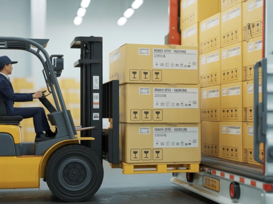 制服廠商將大貨依據數據分發各區，實現廠端直達分公司的精準物流